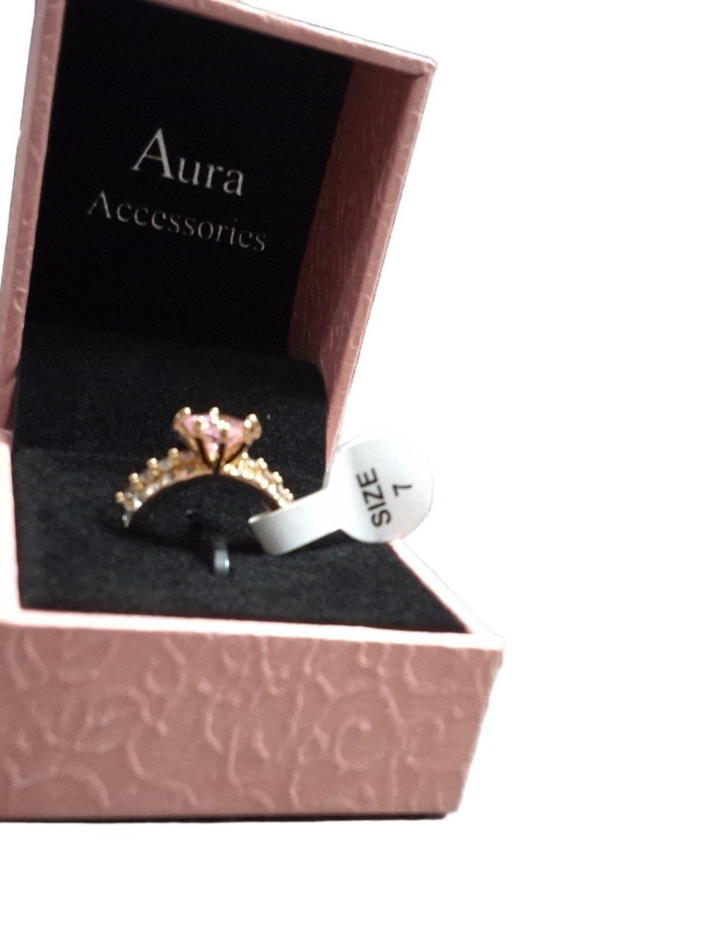 Aura Accessories 2-Pc Pink Heart Rhinestone Ring Set Size 7 NWT - Picture 6 of 7